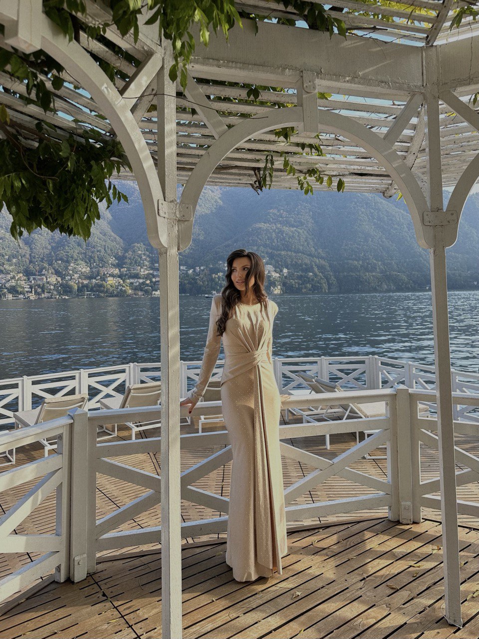 Elegant evening dress with crystals