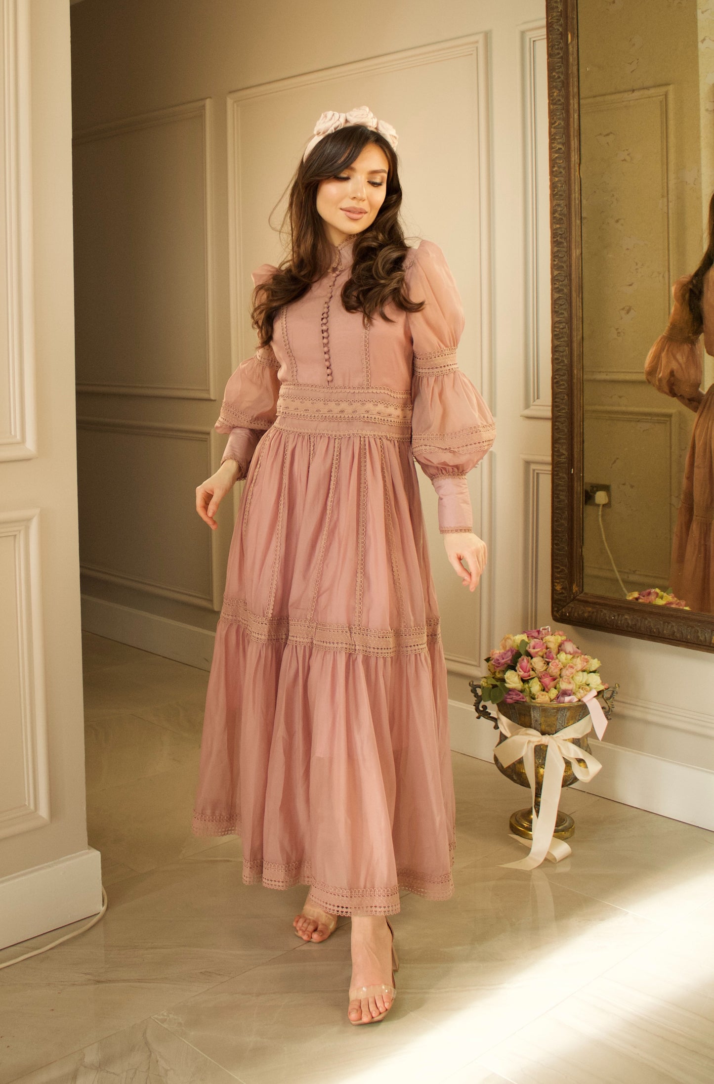 Vintage Maxi Dress in Blush Pink