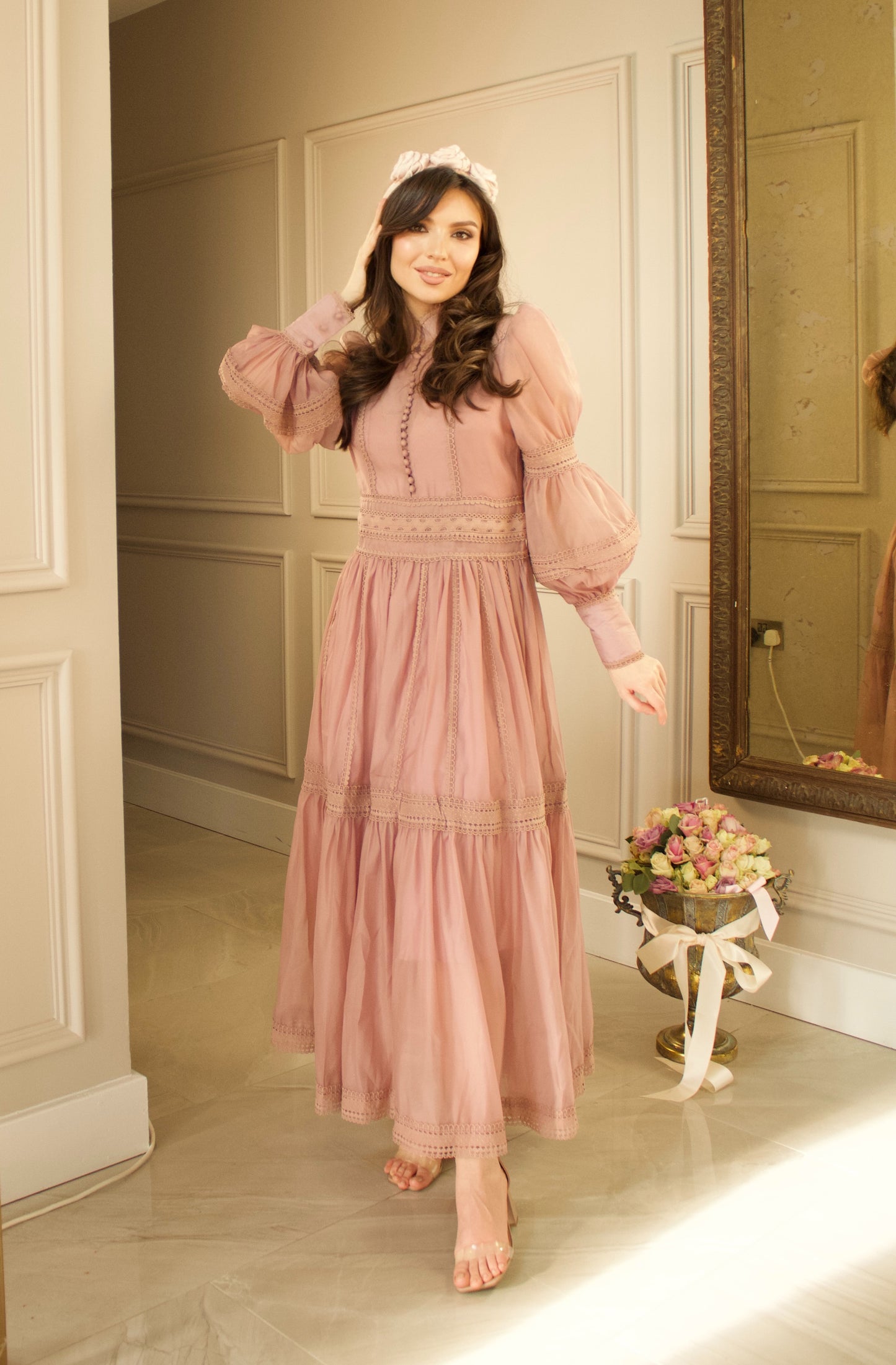 Vintage Maxi Dress in Blush Pink