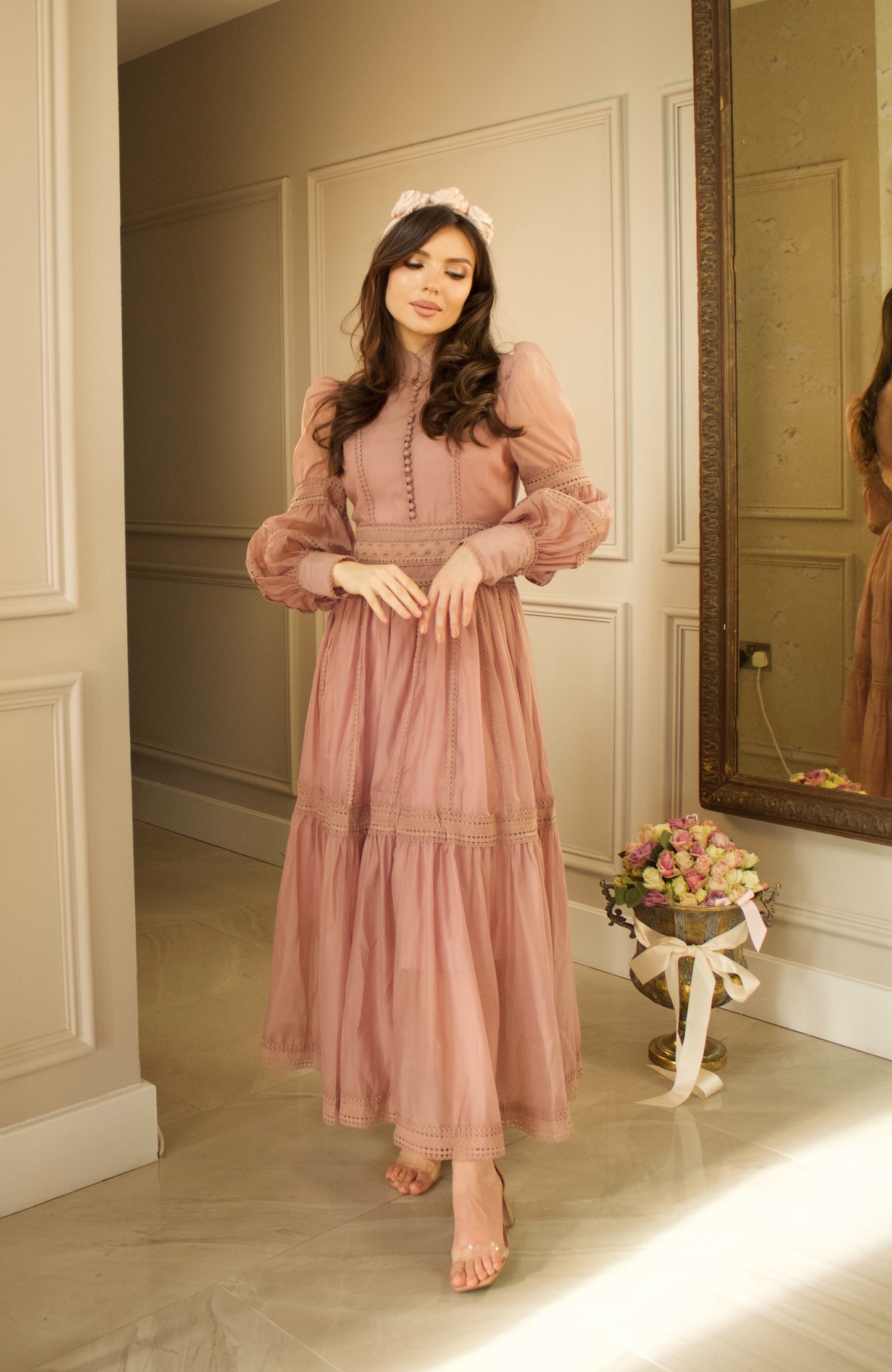 Vintage Maxi Dress in Blush Pink