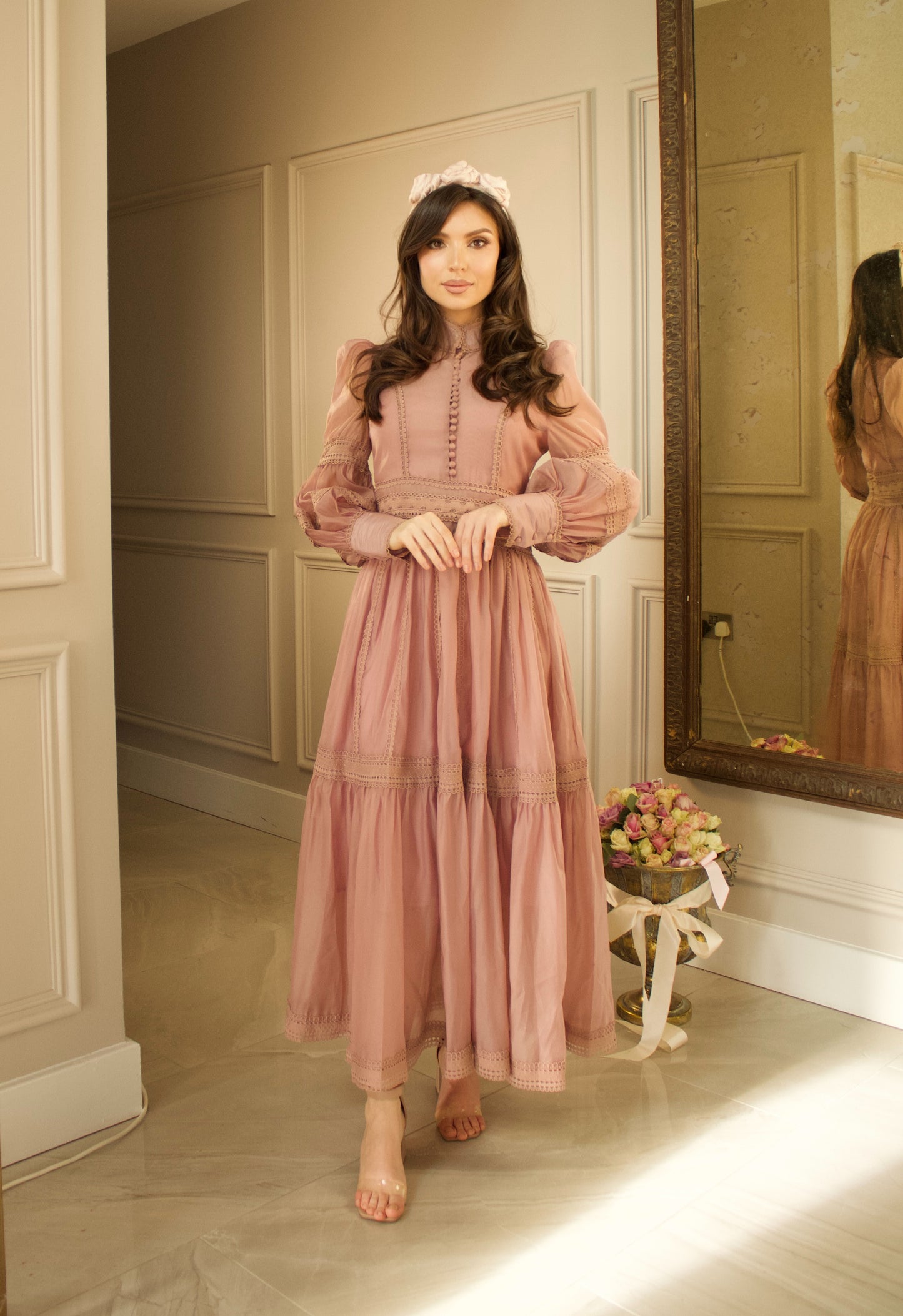 Vintage Maxi Dress in Blush Pink