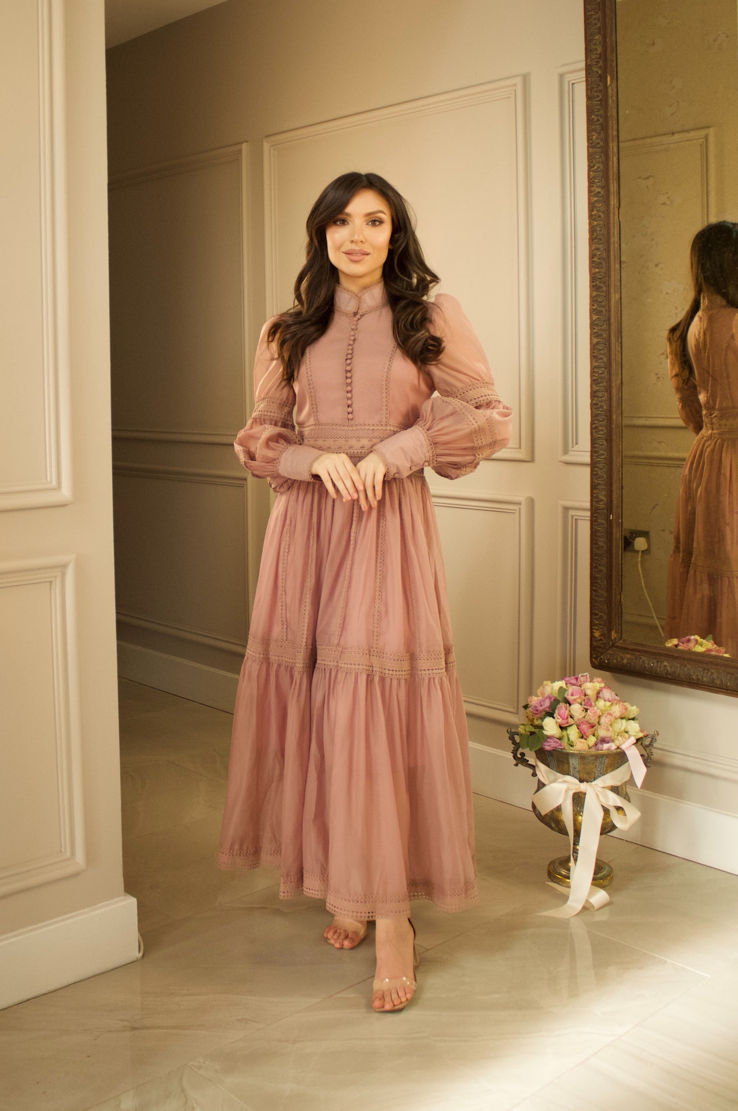 Vintage Maxi Dress in Blush Pink