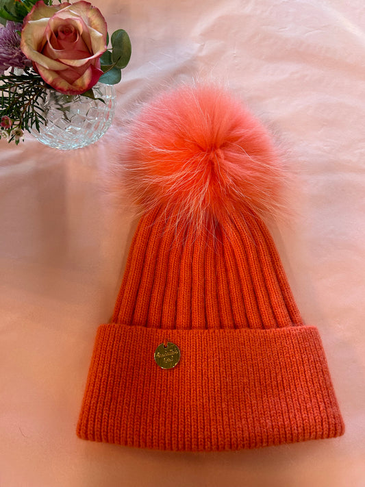 Cashmere Pompom hats - Orange