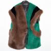 Two-Tone Faux Fur & Suede Vest in Brown/Green