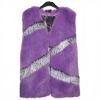 Faux Fur Vest with Crystals Buttons in Purple