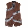 Faux Fur Vest with Crystals Buttons in Brown